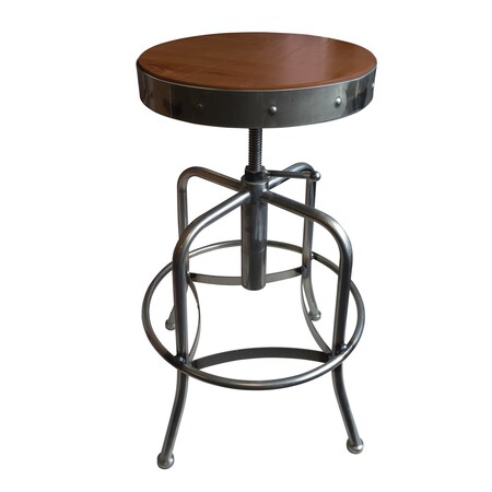 Holland Bar Stool Co Adjustable Stool, Clear Coat Finish, Med Distressed Hardwood Seat 910CLMed